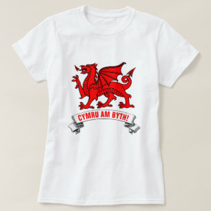 T-shirt Dragão vermelho Wales de Galês para sempre
