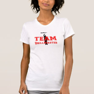 T-shirt DrillMaster vermelho da equipe com perfurador