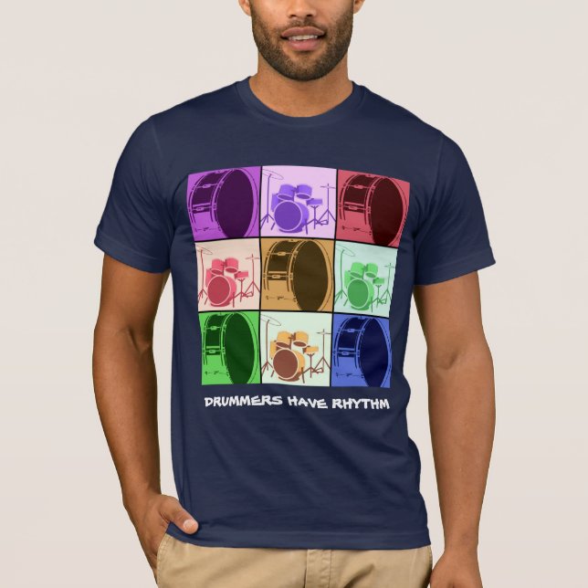 T-shirt Drum e Drum Set Mod Dark Shirt Pop Art (Frente)