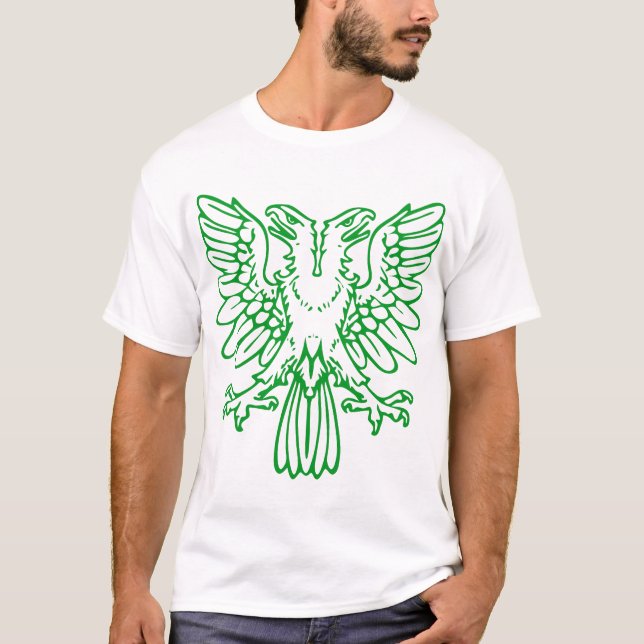 T-shirt Duas Águia de Cabeça - Verde-Grama (Frente)