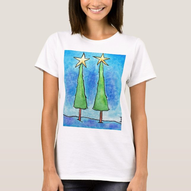 T-shirt Duas Árvores de Natal Altas (Frente)