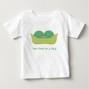 T-shirt Duas Ervilhas Fofas num Vagem para Bebês Gêmeos