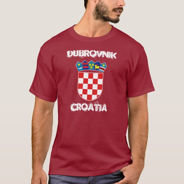 T-shirt Dubrovnik, Croácia com casaco de armas (Frente)