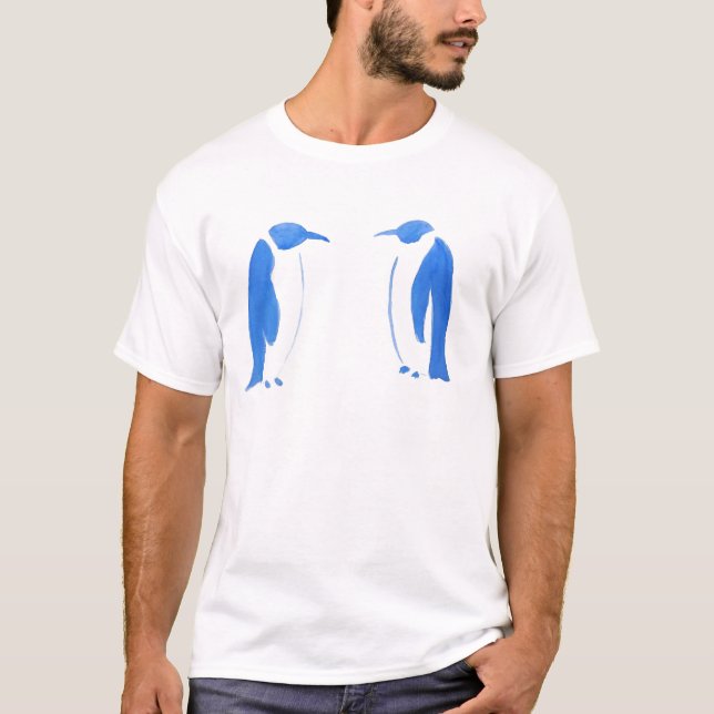 T-shirt Duo azul do pinguim (Frente)