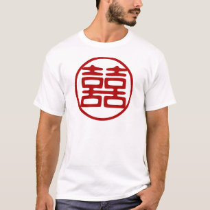 T-shirt Dupla Felicidade Vermelha Escura - Redonda