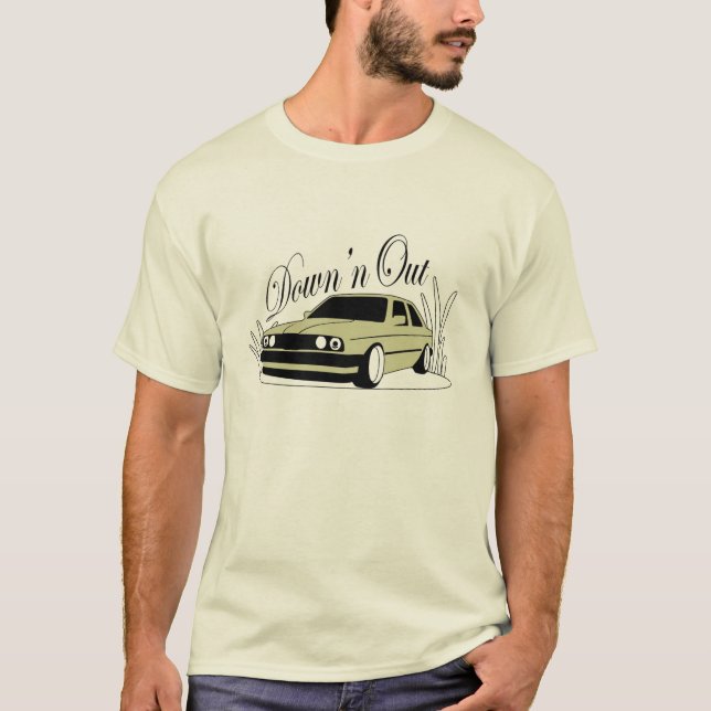 T-shirt E30 para baixo 'n para fora (Frente)