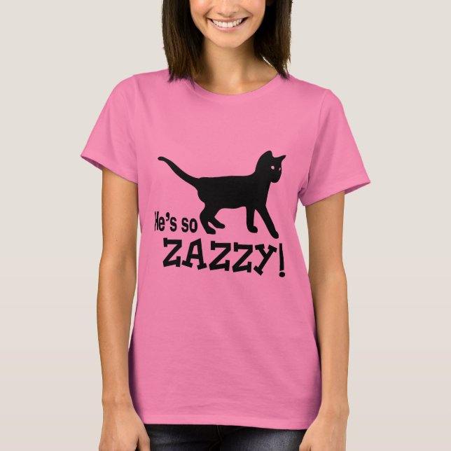 T-shirt É assim Zazzy - amante do gato (Frente)