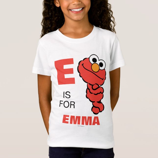 T-shirt E é para Elmo | Adicione seu nome (Frente)