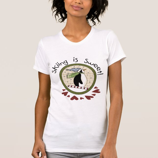 T-shirt e presentes do feriado do pinguim do esqui (Frente)