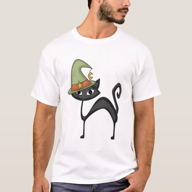 T-shirt e presentes do gato do Dia das Bruxas (Frente)