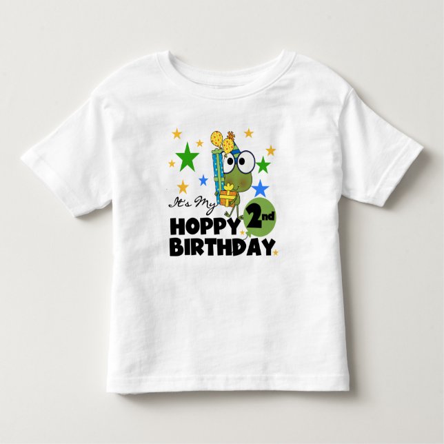 T-shirt e presentes Hoppy do segundo aniversário (Frente)