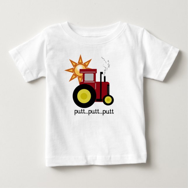 T-shirt e presentes vermelhos do trator de fazenda (Frente)