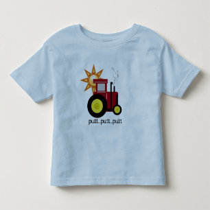 T-shirt e presentes vermelhos do trator de fazenda