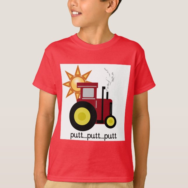 T-shirt e presentes vermelhos do trator de fazenda (Frente)