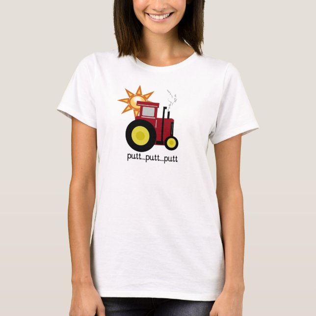 T-shirt e presentes vermelhos do trator de fazenda (Frente)