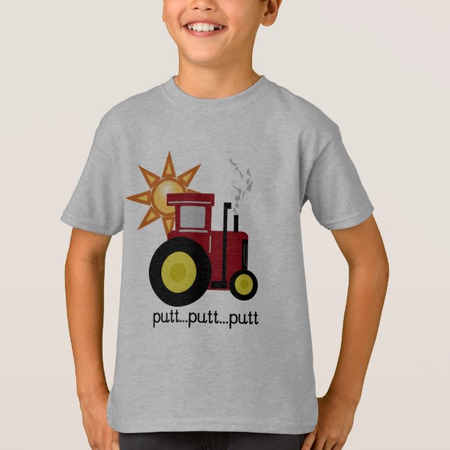 T-shirt e presentes vermelhos do trator de fazenda (Frente)