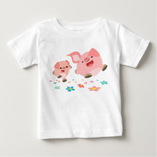 T-shirt É Primavera!!-Dois porcos de cartoon bonitos Crian