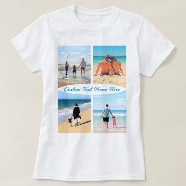 T-Shirt e Texto Personalizados de Colagem de Fotog (Frente do Design)