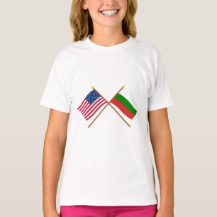 T-shirt E.U. e bandeiras cruzadas Bulgária