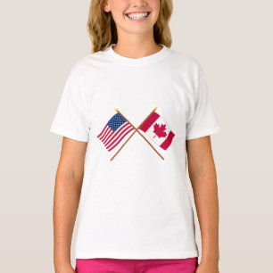 T-shirt E.U. e bandeiras cruzadas Canadá