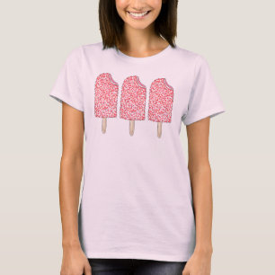 T-shirt Eclair de Morango Cor-de-rosa Pop Sorvete