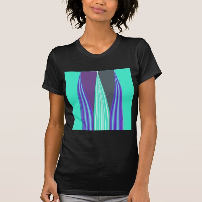 T-shirt Edgy Blue Purple Cyan Chevron Art Impressão (Frente)