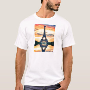T-shirt Eiffel Tower Paris Evening European Viagem