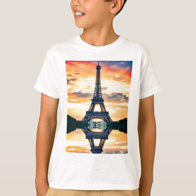 T-shirt Eiffel Tower Paris Evening European Viagem (Frente)