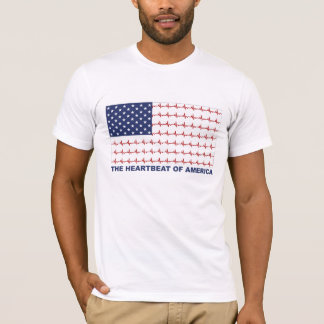 T-shirt EKG ECG linhas EUA bandeira Heartbeat da América