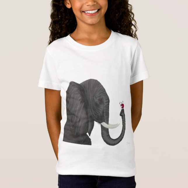 T-shirt Elefante Adorável e Ladybug Bonito (Frente)