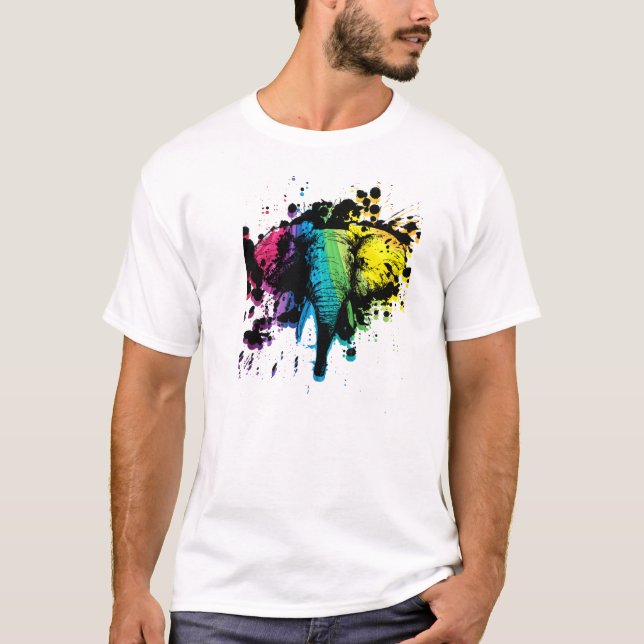 T-shirt Elefante arco-íris (Frente)