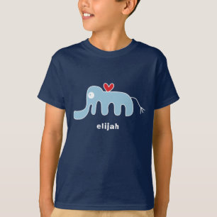 T-shirt Elefante Azul de Desenho Animado Fofo Estilizado p