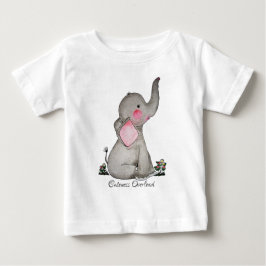 T-shirt Elefante Bebê Fofo Aquarela Com Rubor & Flores