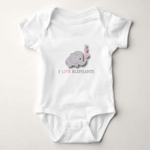T-shirt Elefante-bebê, rosa e Cinza