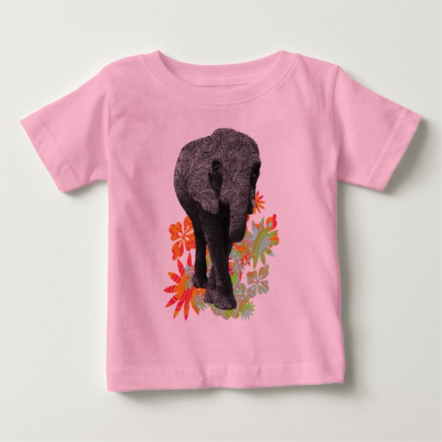 T-shirt Elefante bonito do Hippie (Frente)
