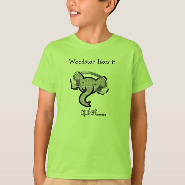 T-shirt elefante com fones de ouvido (Frente)