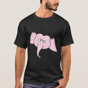 T-shirt Elefante cor-de-rosa com vidros. Desenhos animados