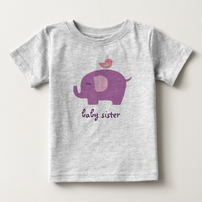 T-shirt Elefante da irmã do bebê (Frente)