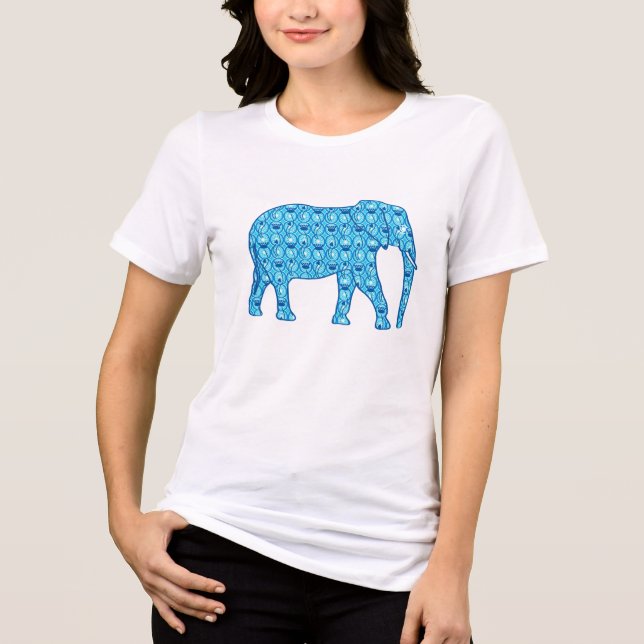 T-shirt Elefante de Flor de Lotus - turquesa (Frente)