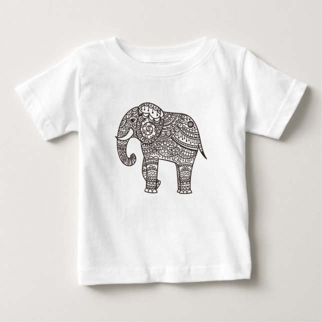 T-shirt Elefante decorativo do estilo (Frente)