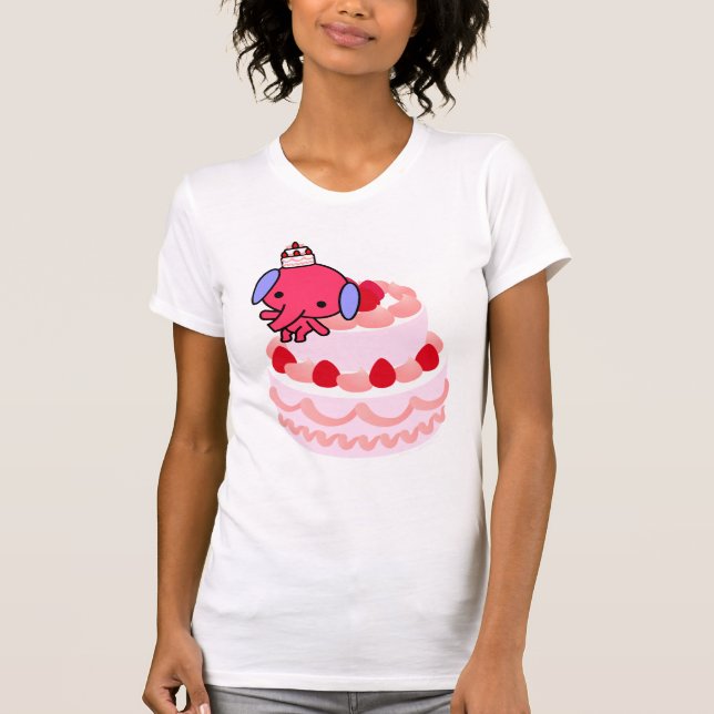 T-shirt - elefante do bolo - bolo grande (Frente)