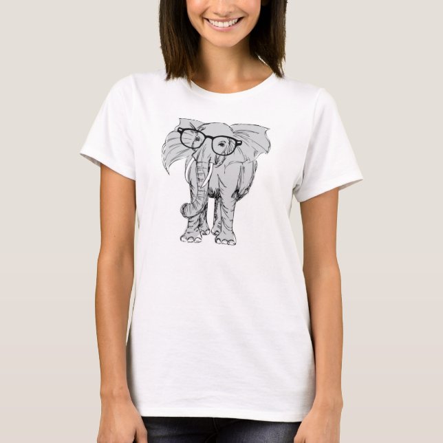 T-shirt elefante do hipster (Frente)