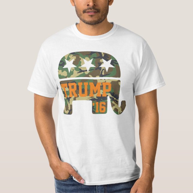 T-shirt Elefante do republicano da camuflagem do trunfo (Frente)