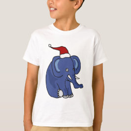 T-shirt Elefante Engraçado na Arte de Natal do Papai Noel
