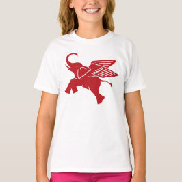 T-shirt Elefante voado vermelho