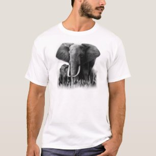 T-shirt Elefantes preto e branco