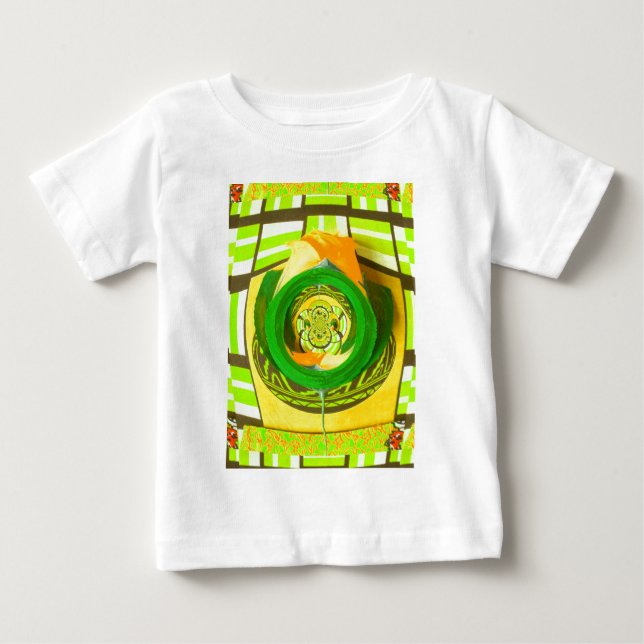 T-shirt Elegância ouro: Linda Arte Rosa Amarela Africana (Frente)