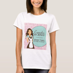 T-shirt elegante da padaria da silhueta do cupcake