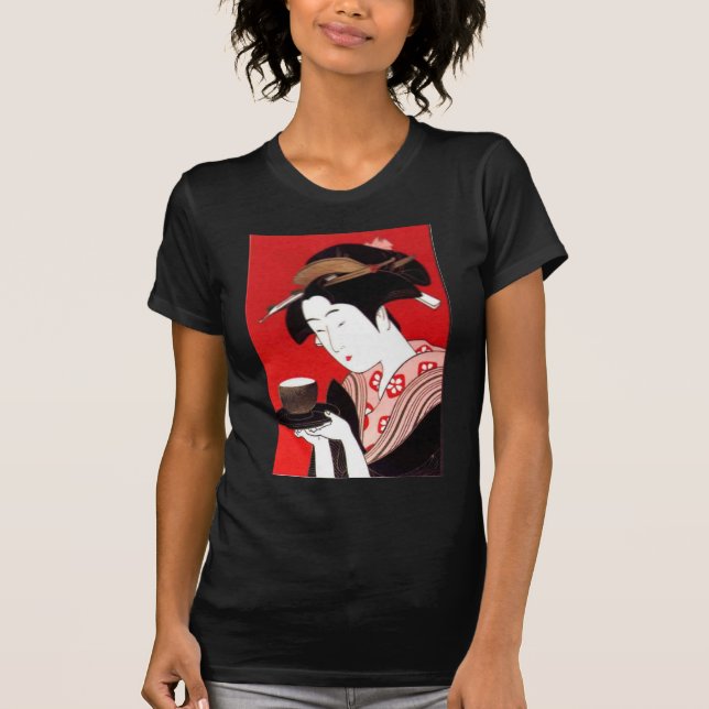 T-shirt Elegante Japonesa Lady Tea Servindo Cerimônia Art (Frente)