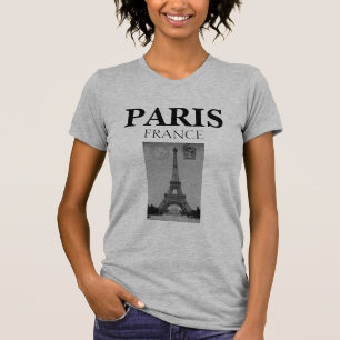 T-shirt Elegante Preto e Branco Vintage Paris França